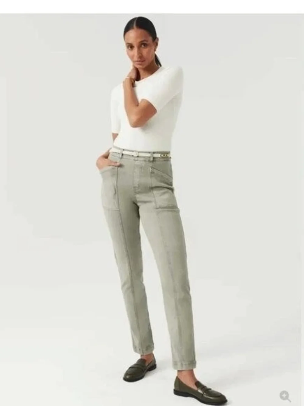 NWOT SPANX stretch twill straight leg pants in Sage - Picture 2 of 10